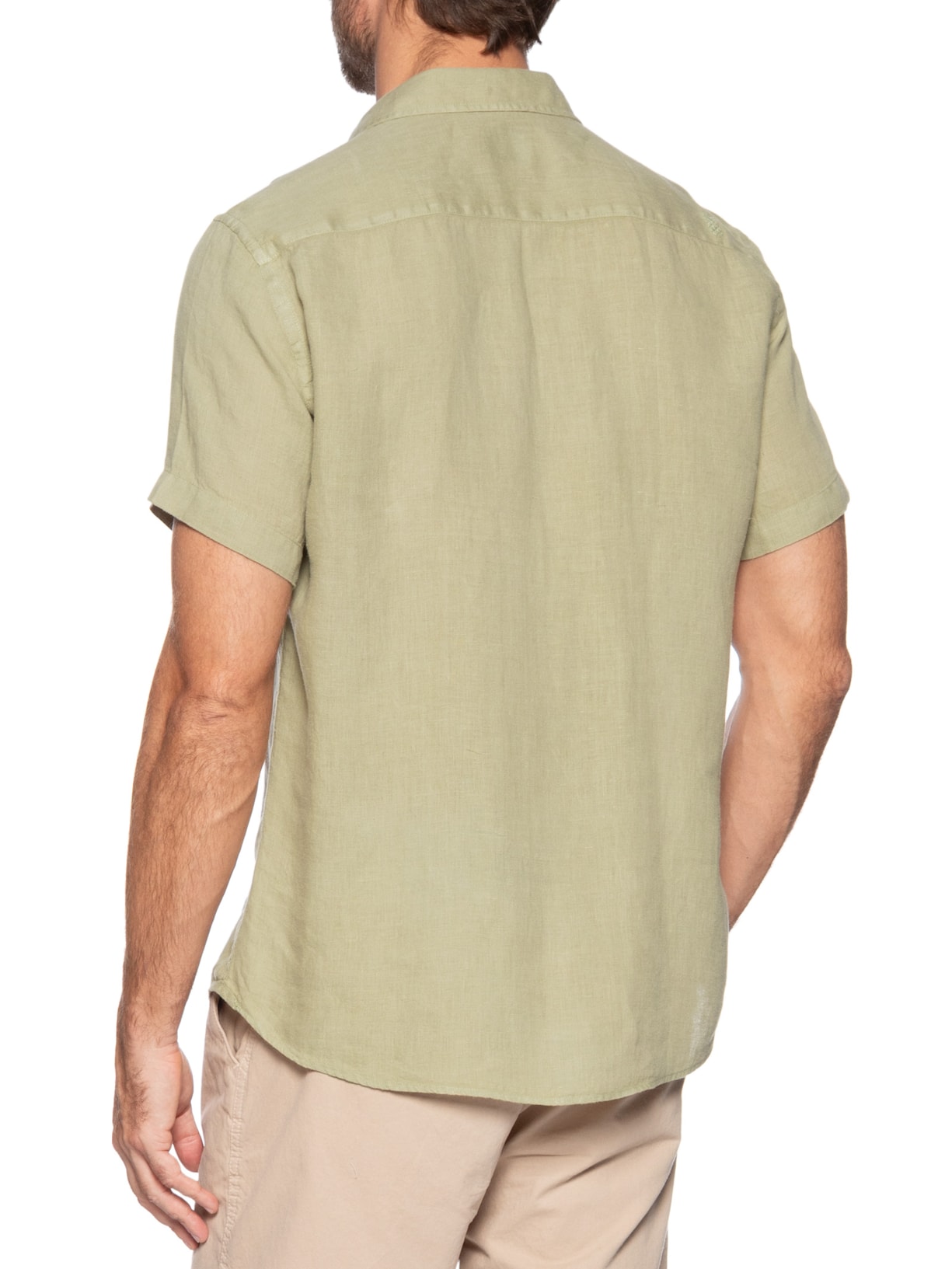 Camisa Masculina Formentera 100% Linho Manga Curta Bege Pineapple