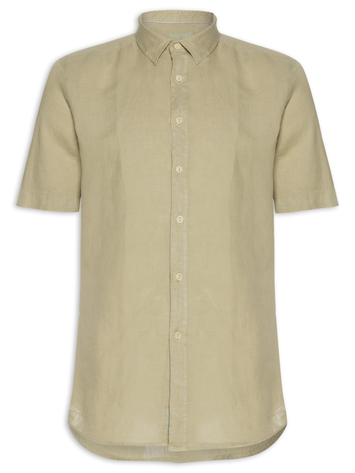 Camisa Masculina Formentera 100% Linho Manga Curta Bege Pineapple