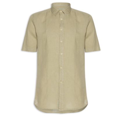 Camisa Masculina Formentera 100% Linho Manga Curta - Bege