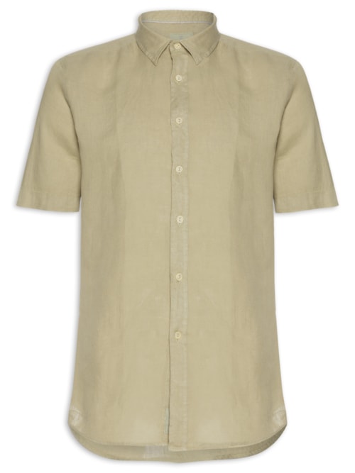Camisa Masculina Formentera 100% Linho Manga Curta - Bege