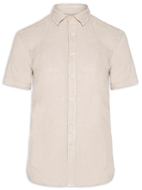 Camisa Masculina Formentera 100% Linho Manga Curta - Bege