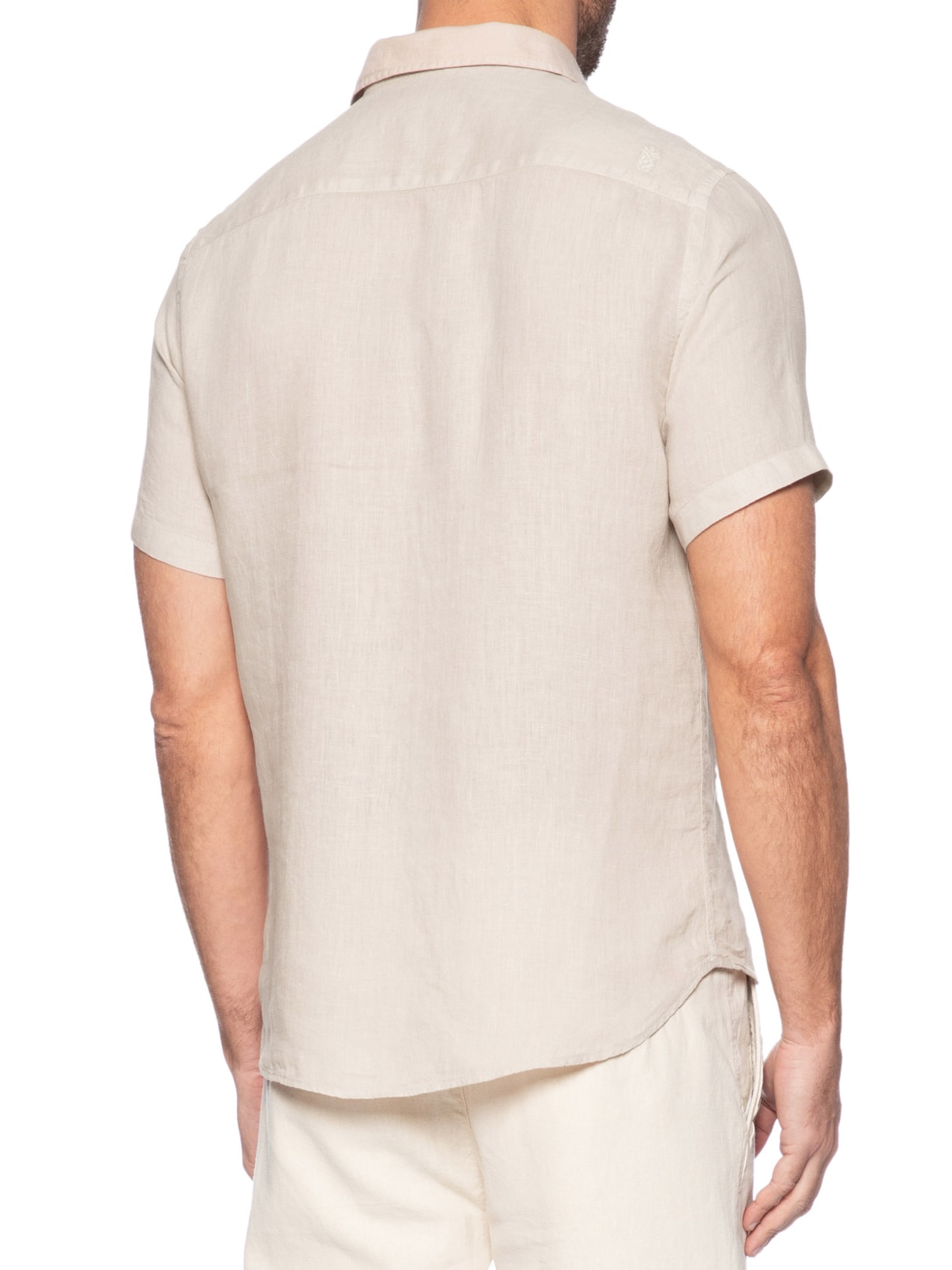 Camisa Masculina Formentera 100% Linho Manga Curta Bege Pineapple