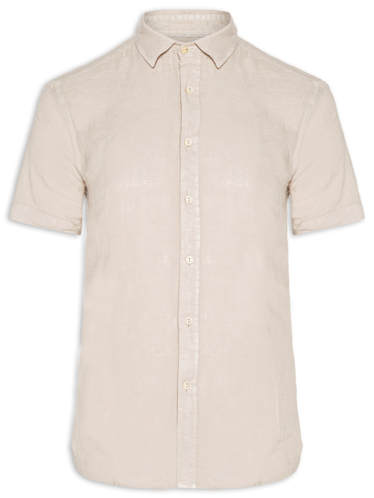 Camisa Masculina Formentera 100% Linho Manga Curta Bege Pineapple