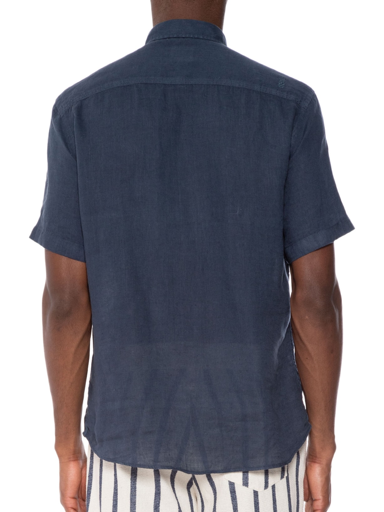 Camisa Masculina Formentera Linho Manga Curta Azul Pineapple