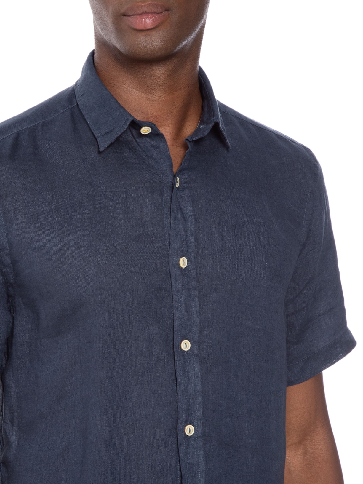 Camisa Masculina Formentera Linho Manga Curta Azul Pineapple