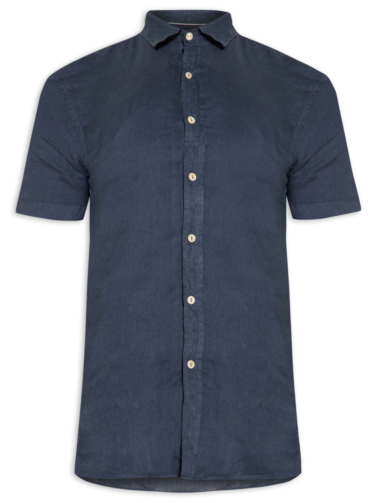 Camisa Masculina Formentera Linho Manga Curta Azul Pineapple