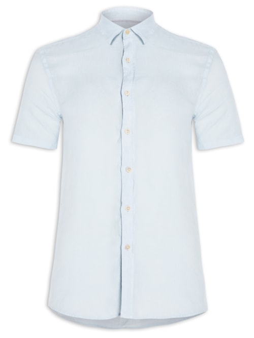 Camisa Masculina Formentera Linho Manga Curta - Azul