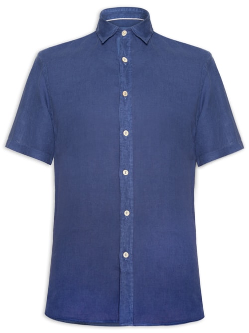 Camisa Masculina Formentera Linho Manga Curta - Azul