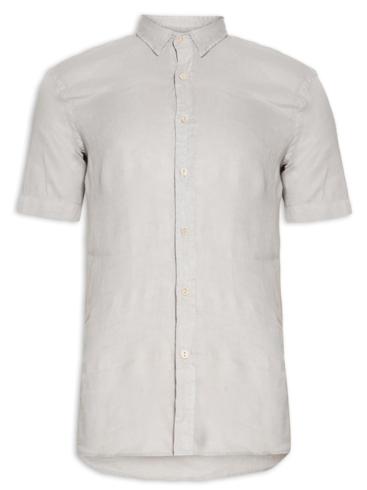 Camisa Masculina Formentera Linho Manga Curta - Cinza