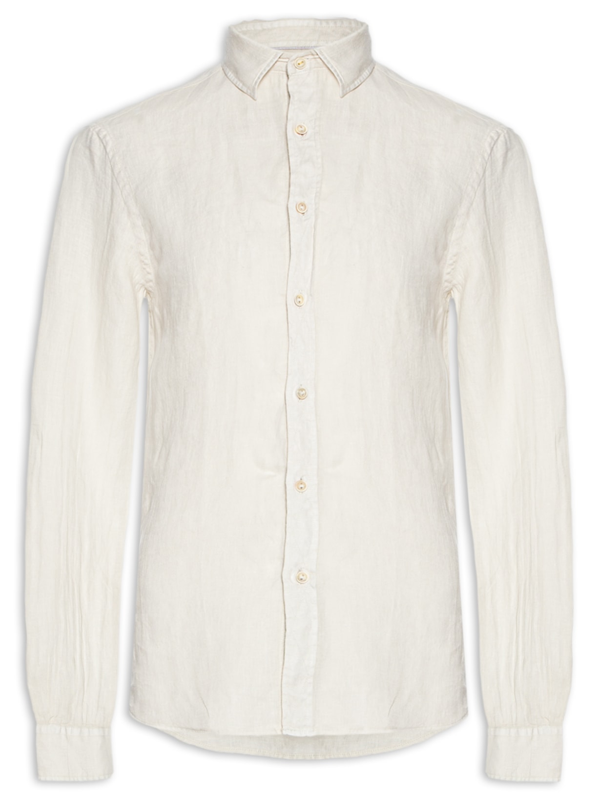 Camisa Masculina Formentera Linho Manga Longa - Bege