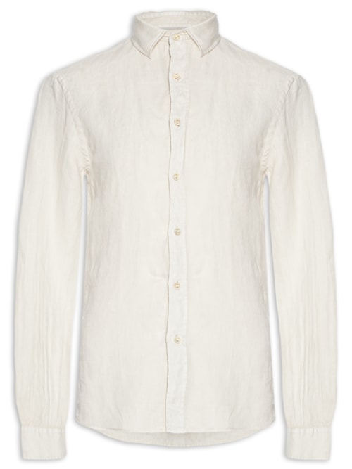 Camisa Masculina Formentera Linho Manga Longa - Bege
