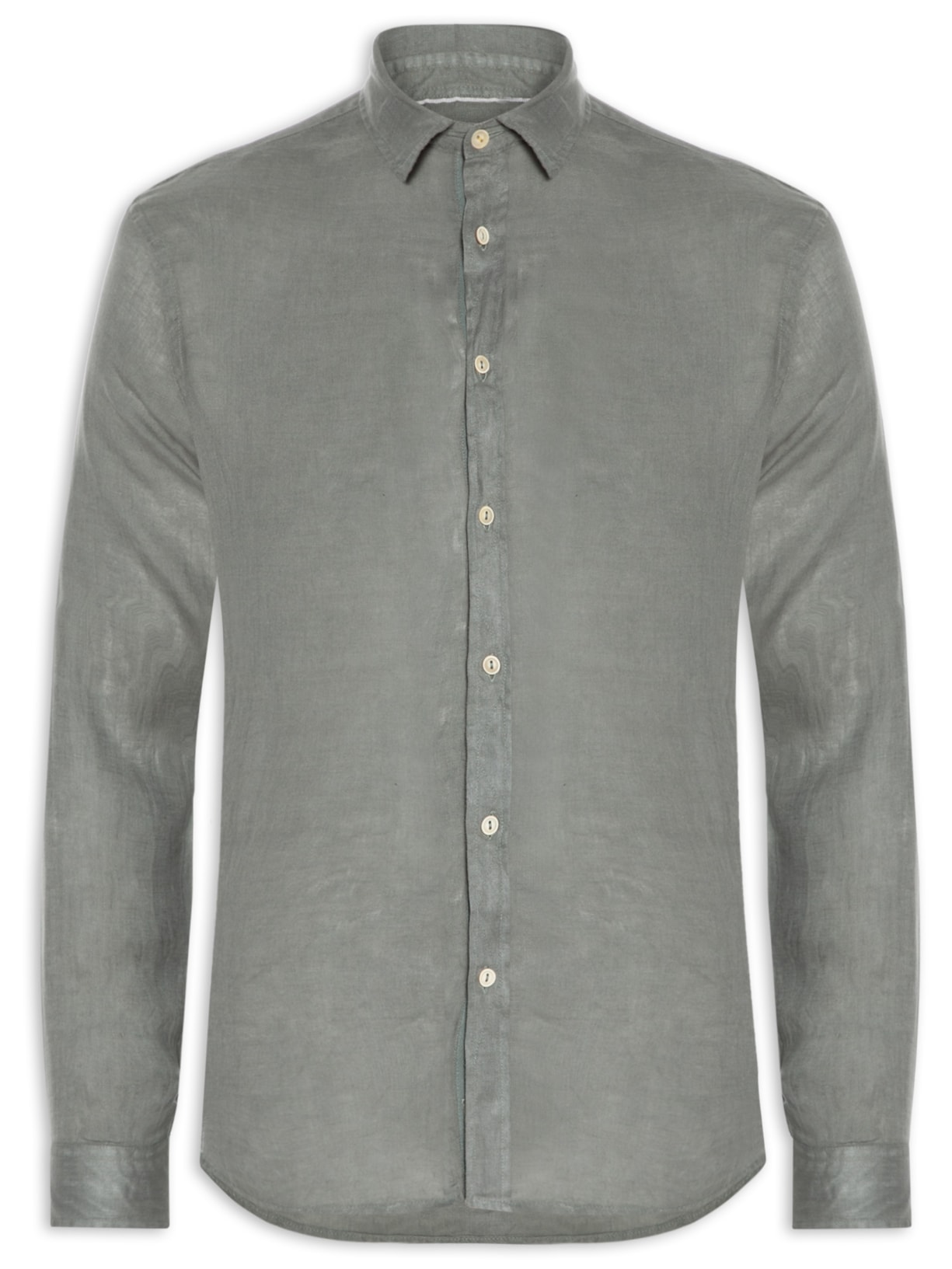 Camisa Masculina Formentera Linho Manga Longa - Cinza