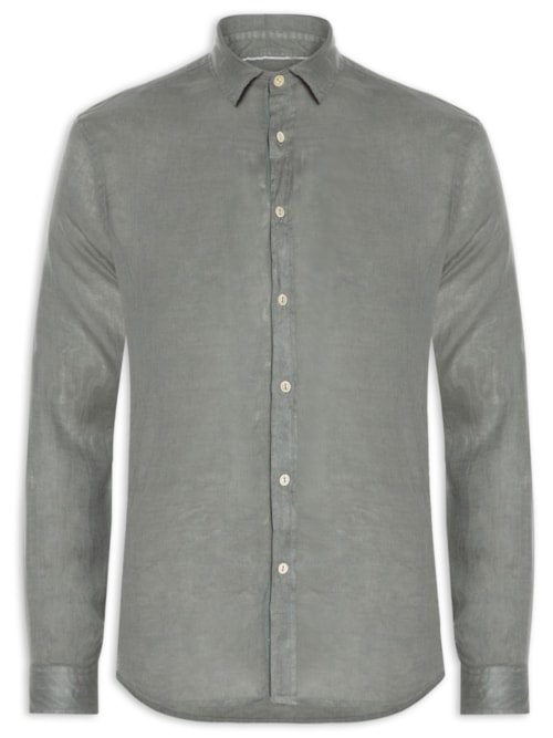 Camisa Masculina Formentera Linho Manga Longa - Cinza