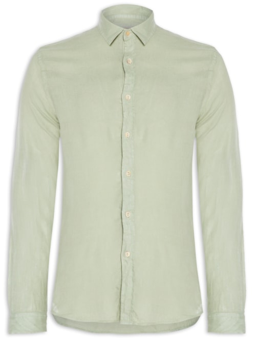 Camisa Masculina Formentera Linho Manga Longa - Verde