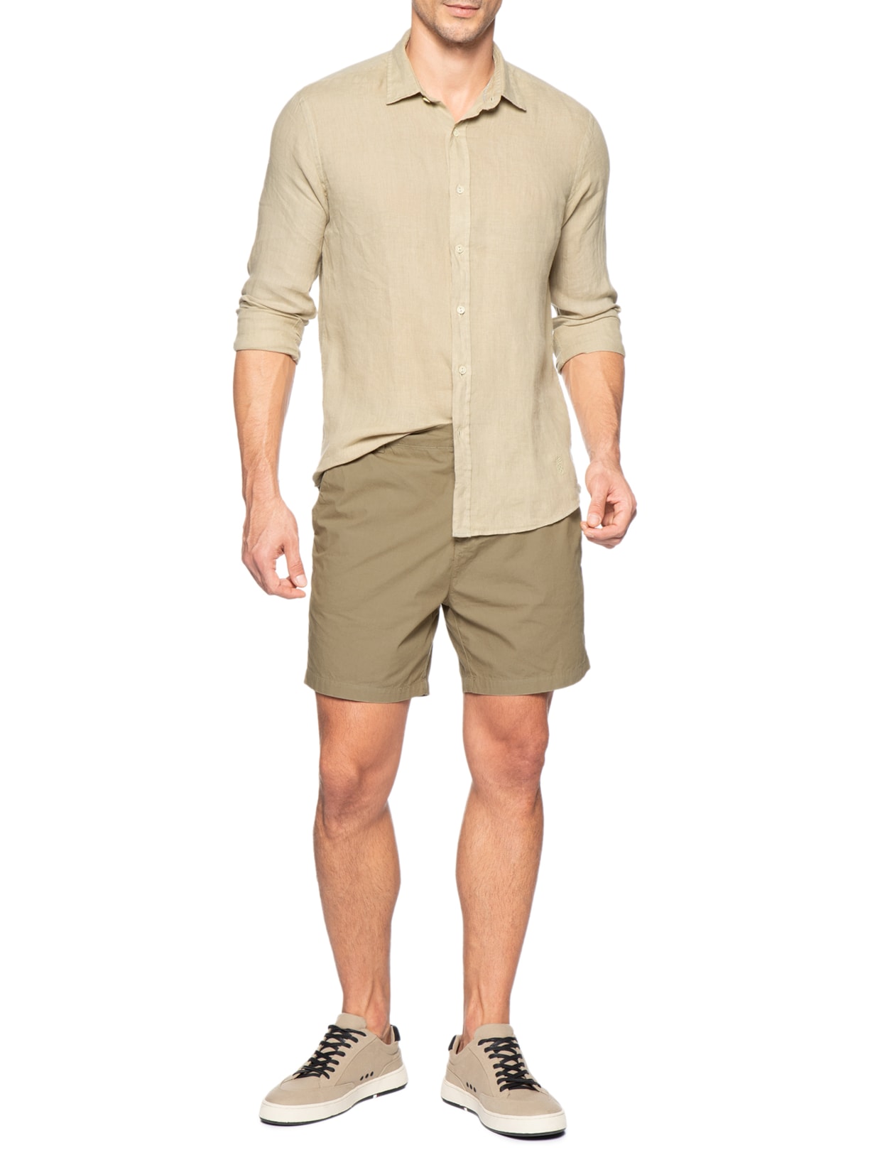 Camisa Masculina Formentera Puro Linho Bege Pineapple