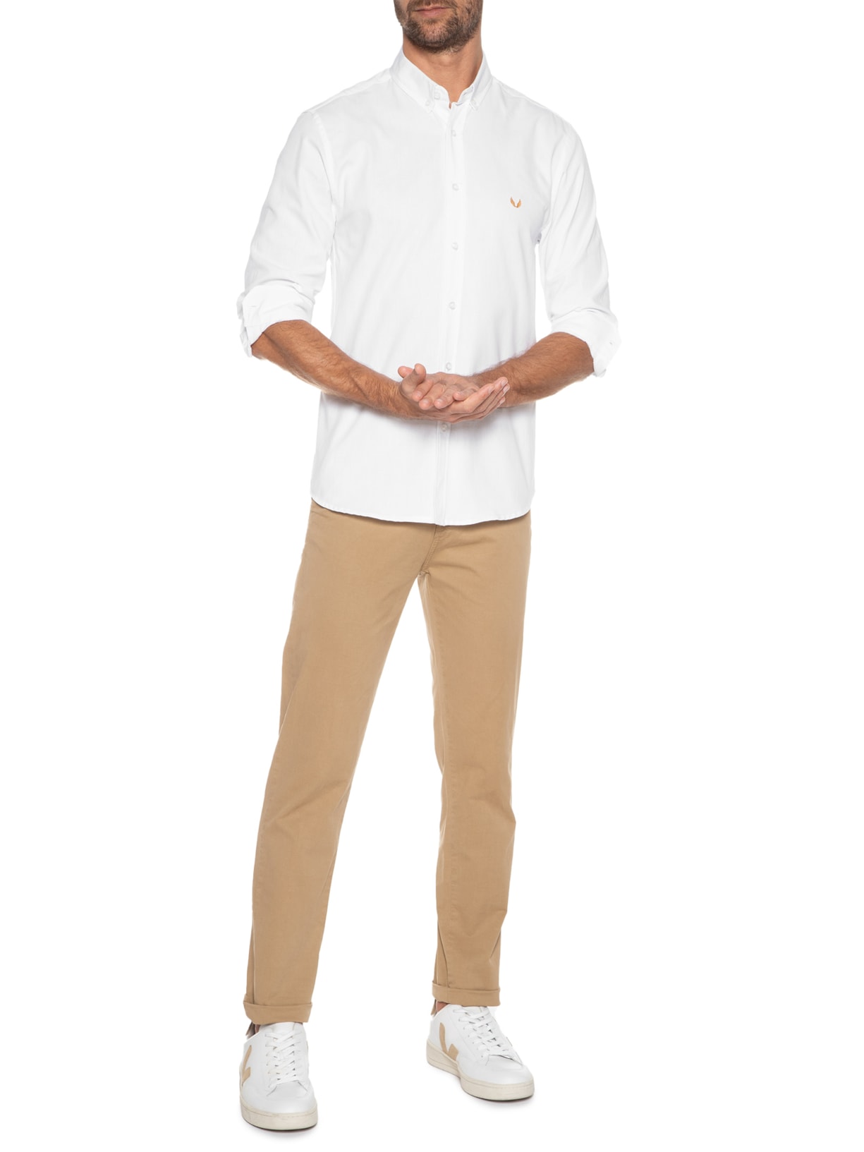 Camisa Masculina Fun Básica Oxfoard Olly Branco Spirito Santo