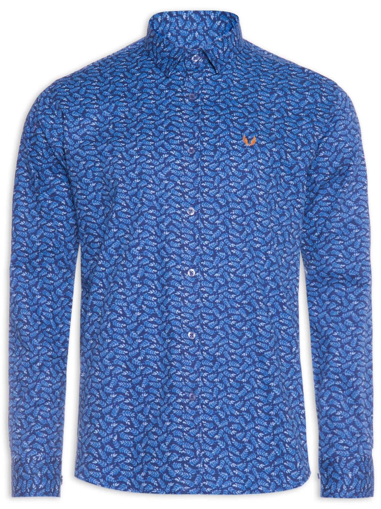 Camisa Masculina Fun Folhas Brasov - Azul