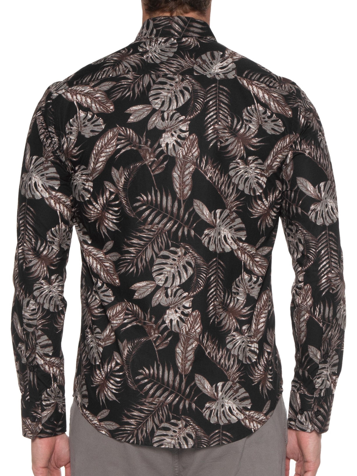 Camisa Masculina Fun Gray Leaves Preto Spirito Santo