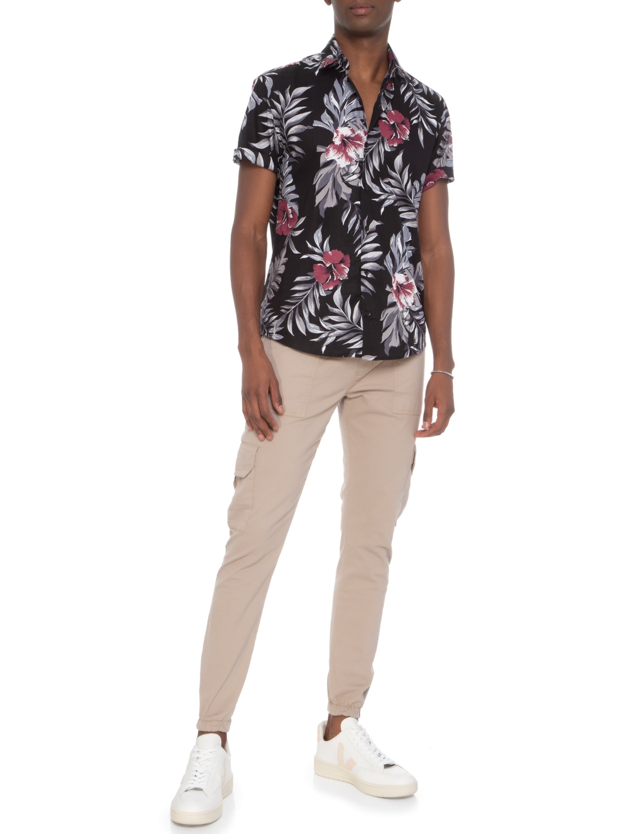Camisa Masculina Fun Hibiscus Preto Spirito Santo