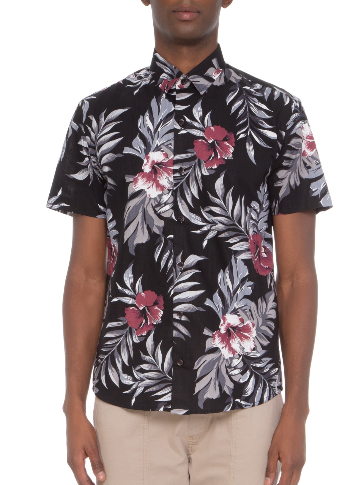 Camisa Masculina Fun Hibiscus Preto Spirito Santo