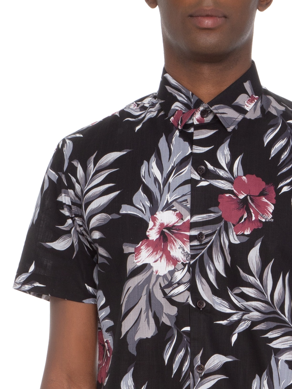 Camisa Masculina Fun Hibiscus Preto Spirito Santo
