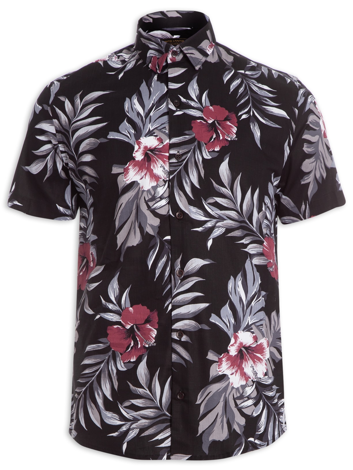 Camisa Masculina Fun Hibiscus - Preto