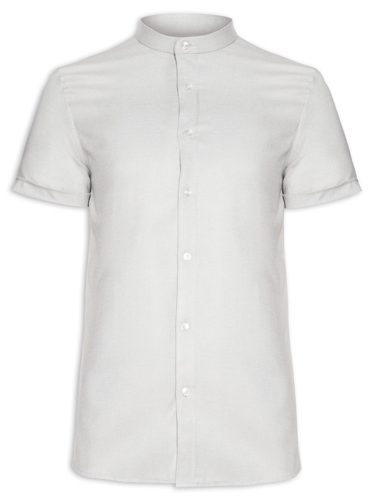 Camisa Masculina Gola Portuguesa Slim Fit - Cinza