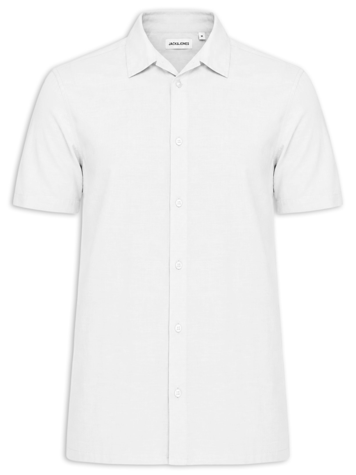 Camisa Masculina Gola Resort Blend De Linho Branco Jack & Jones