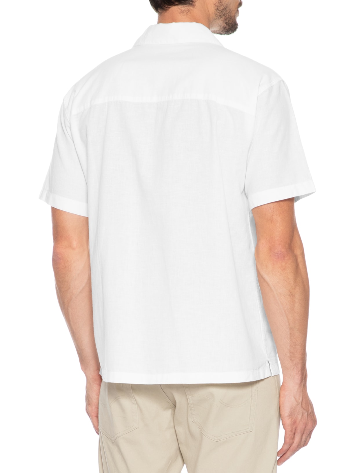 Camisa Masculina Gola Resort Blend De Linho Branco Jack & Jones
