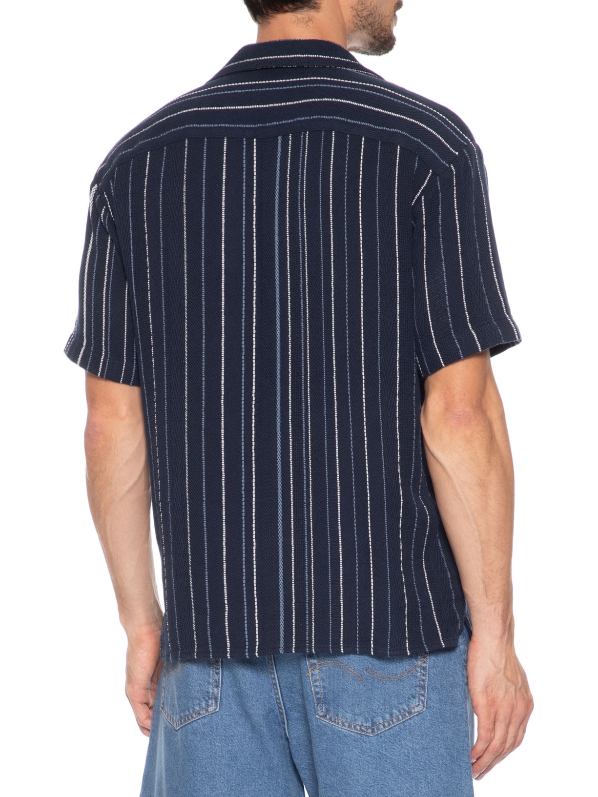 Camisa Masculina Gola Resort Listrada Azul Jack & Jones