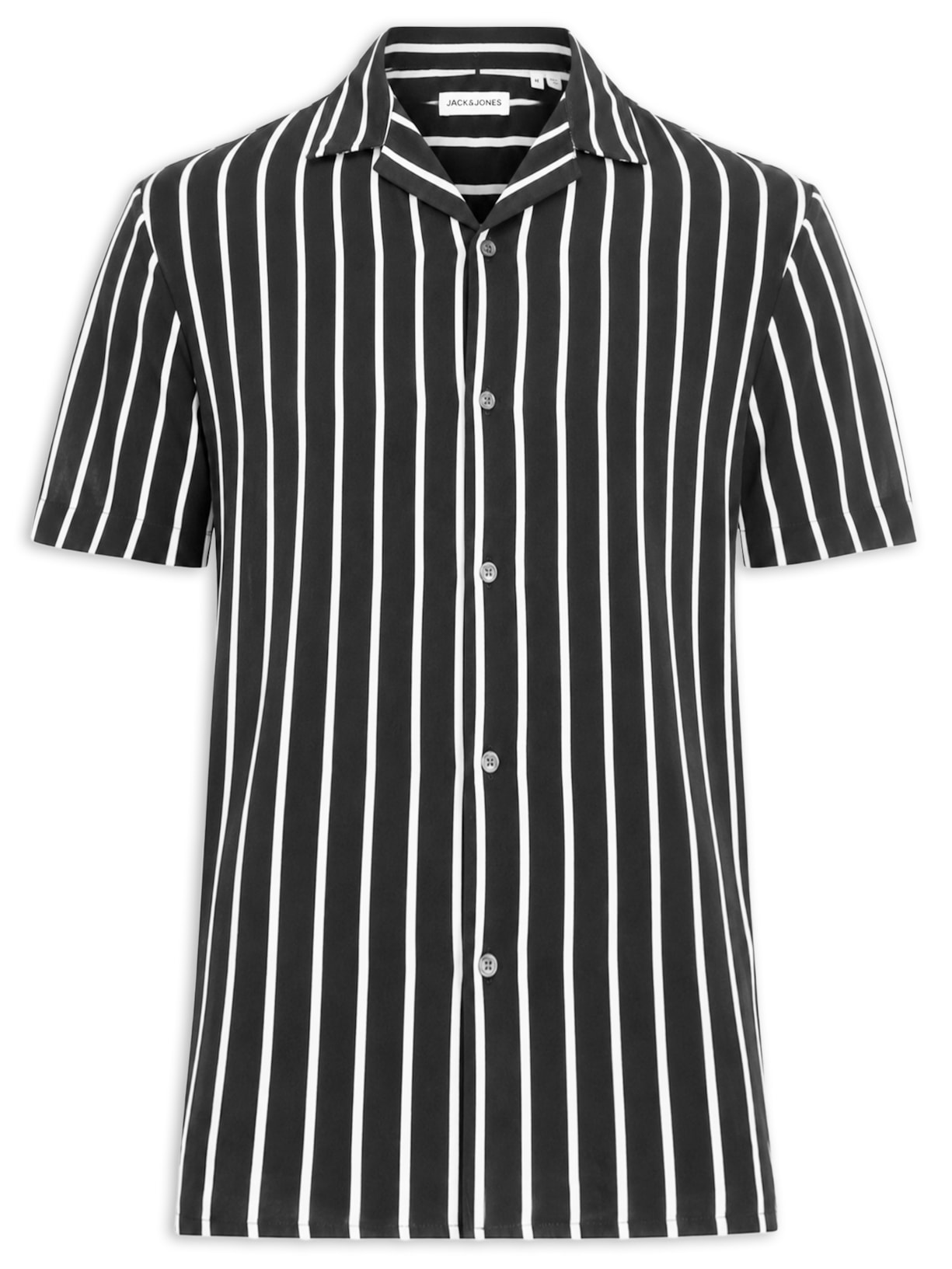 Camisa Masculina Gola Resort Listrada Preto Jack & Jones
