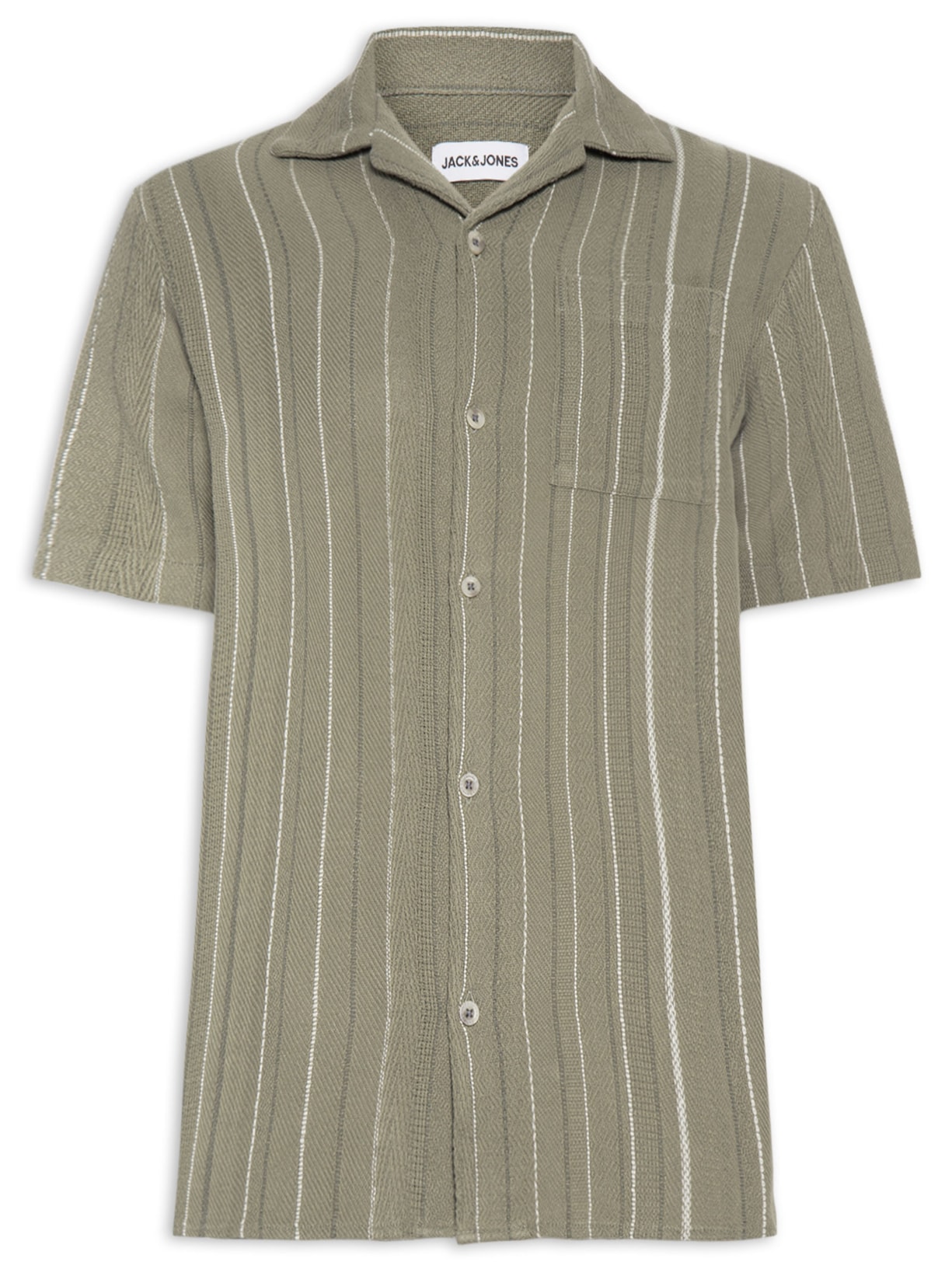 Camisa Masculina Gola Resort Listrada Verde Jack & Jones