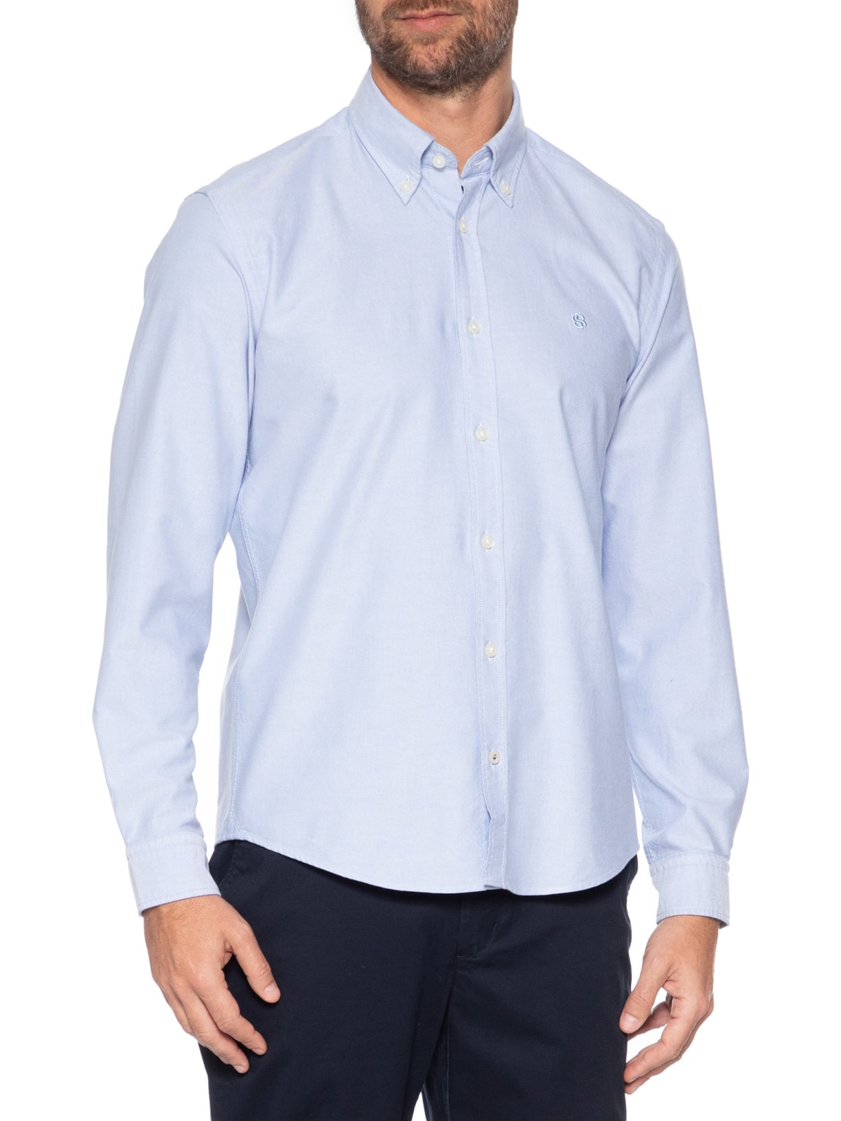 Camisa Masculina H-Liam 01 Azul Boss