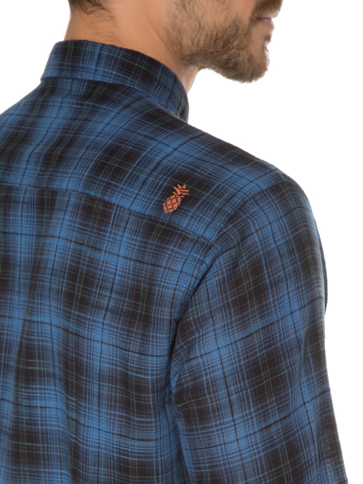 Camisa Masculina Hamê Madras Azul Pineapple