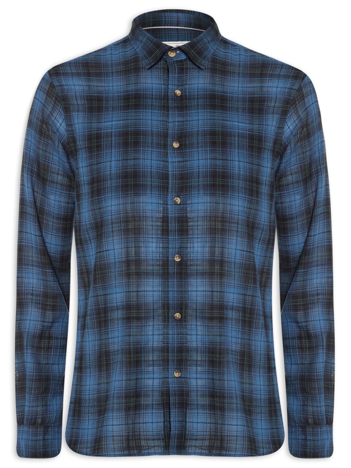 Camisa Masculina Hamê Madras Azul Pineapple