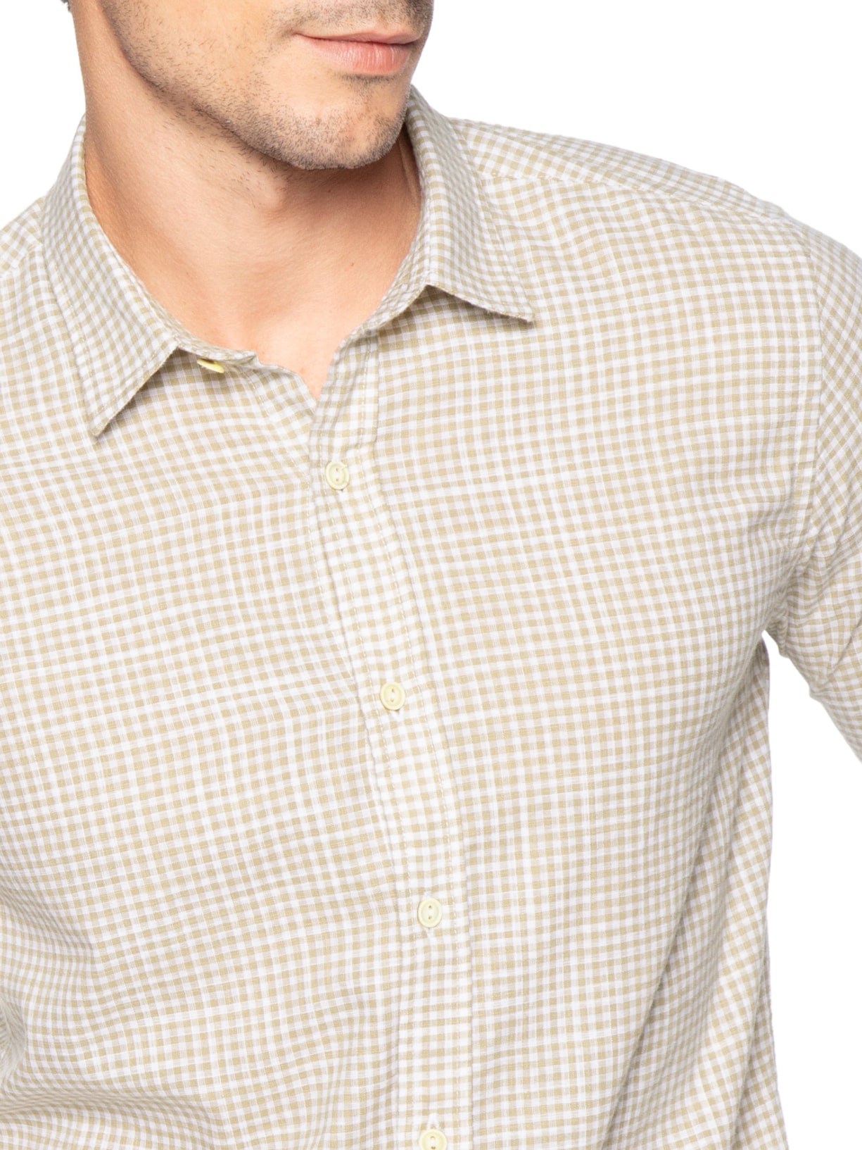 Camisa Masculina Hamê Vichy Bege Pineapple