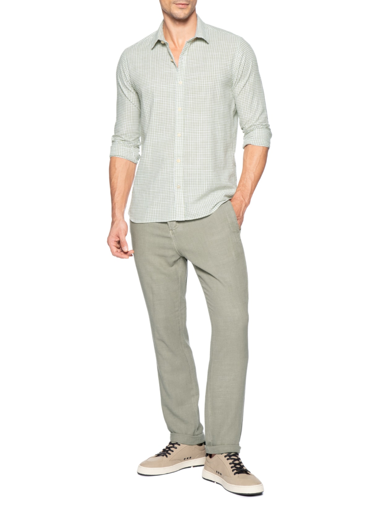 Camisa Masculina Hamê Vichy Verde Pineapple