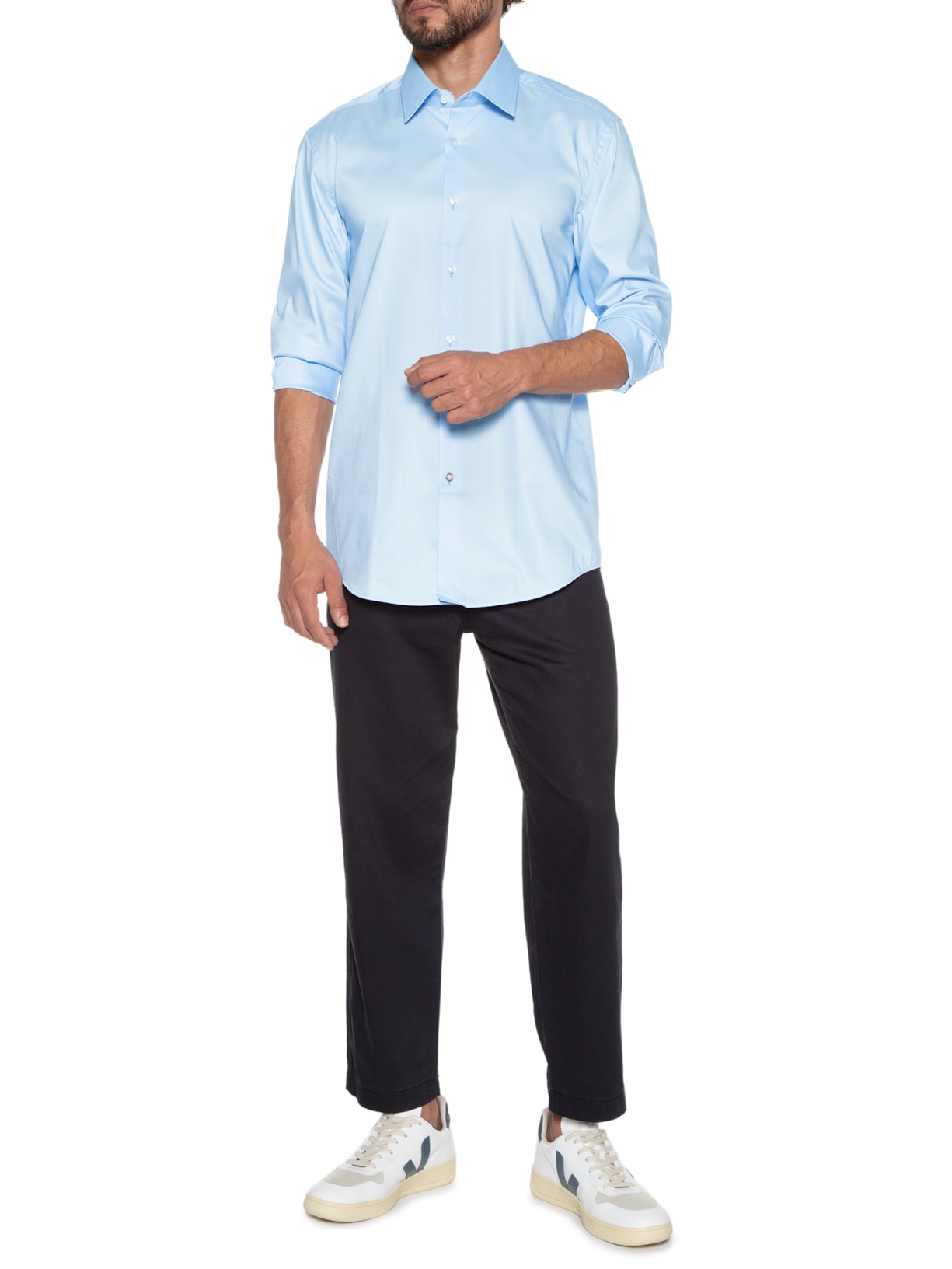 Camisa Masculina Hank Kent Azul Boss