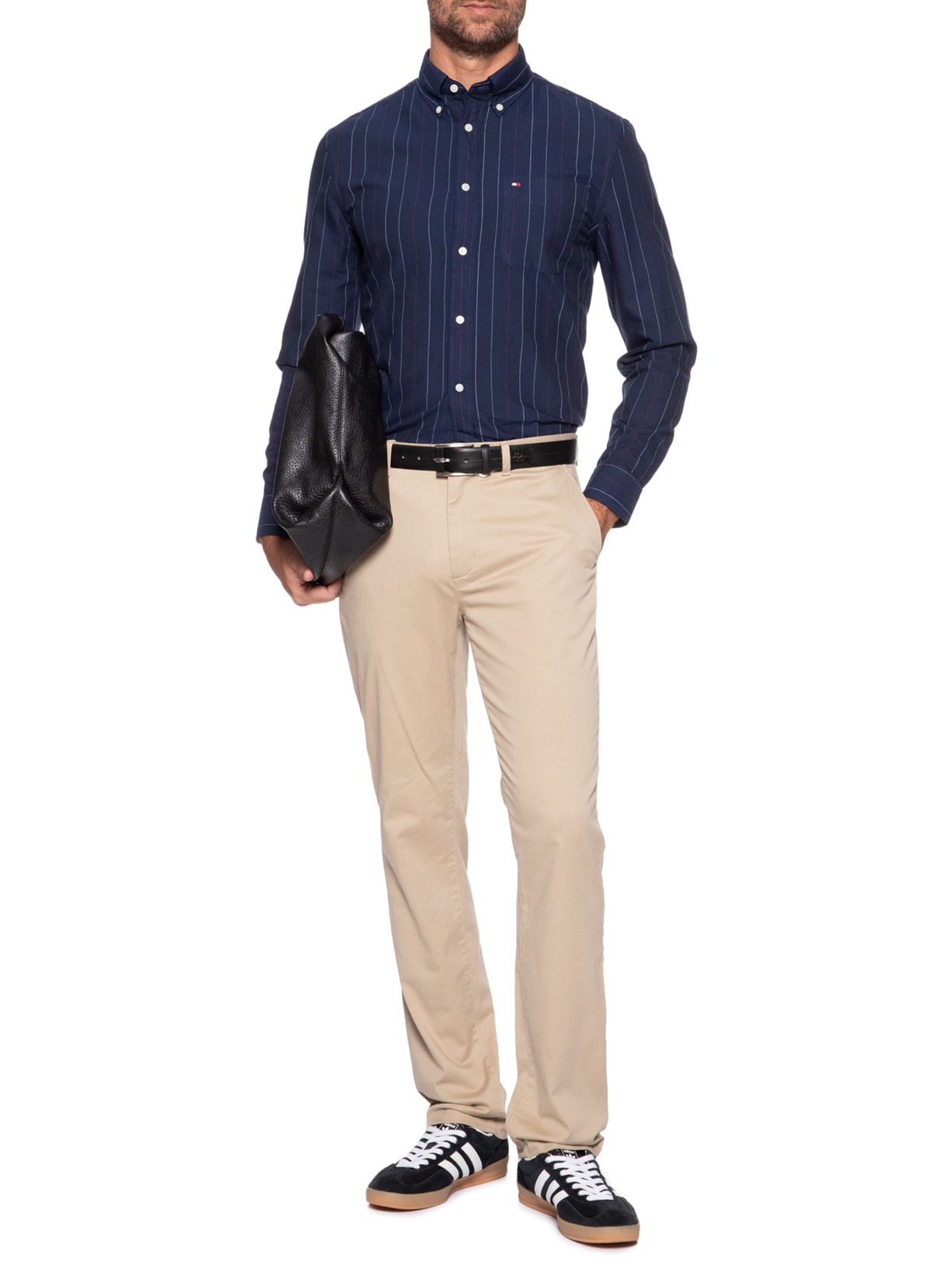 Camisa Masculina Heritage Oxford Pin Stripe Azul Tommy Hilfiger