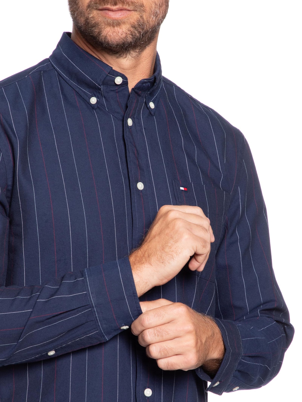 Camisa Masculina Heritage Oxford Pin Stripe Azul Tommy Hilfiger