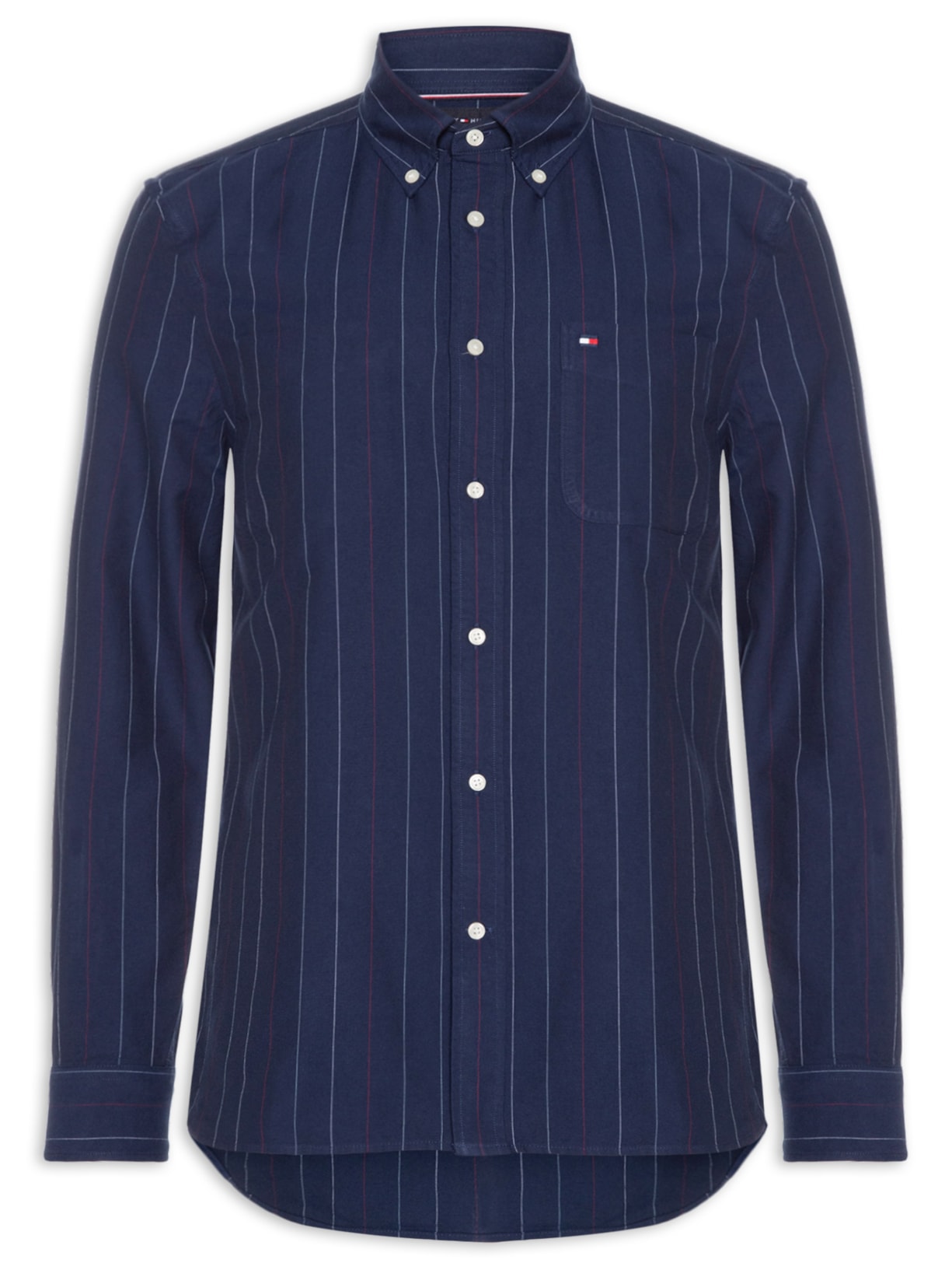 Camisa Masculina Heritage Oxford Pin Stripe Azul Tommy Hilfiger