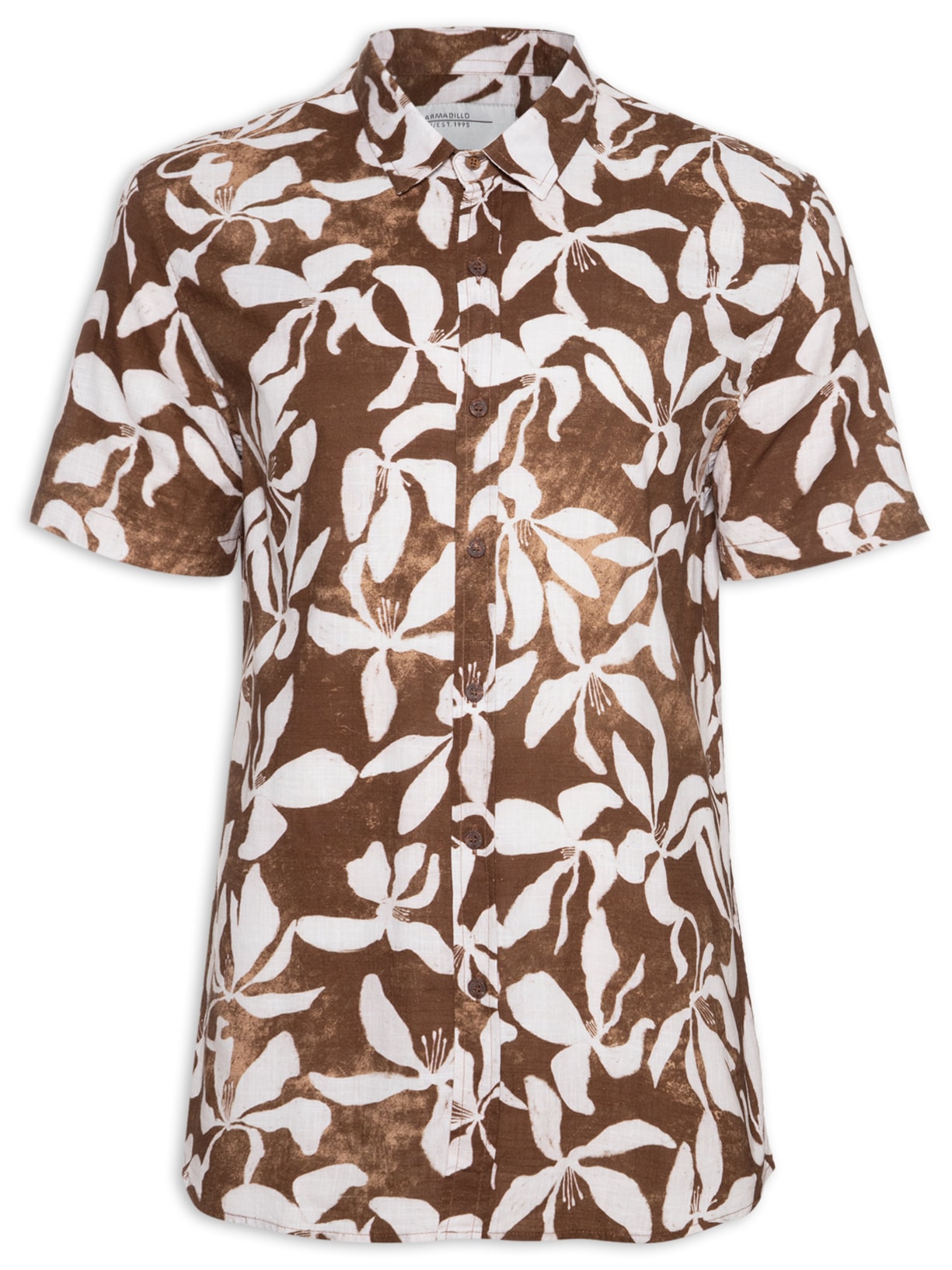 Camisa Masculina Hibisco - Marrom
