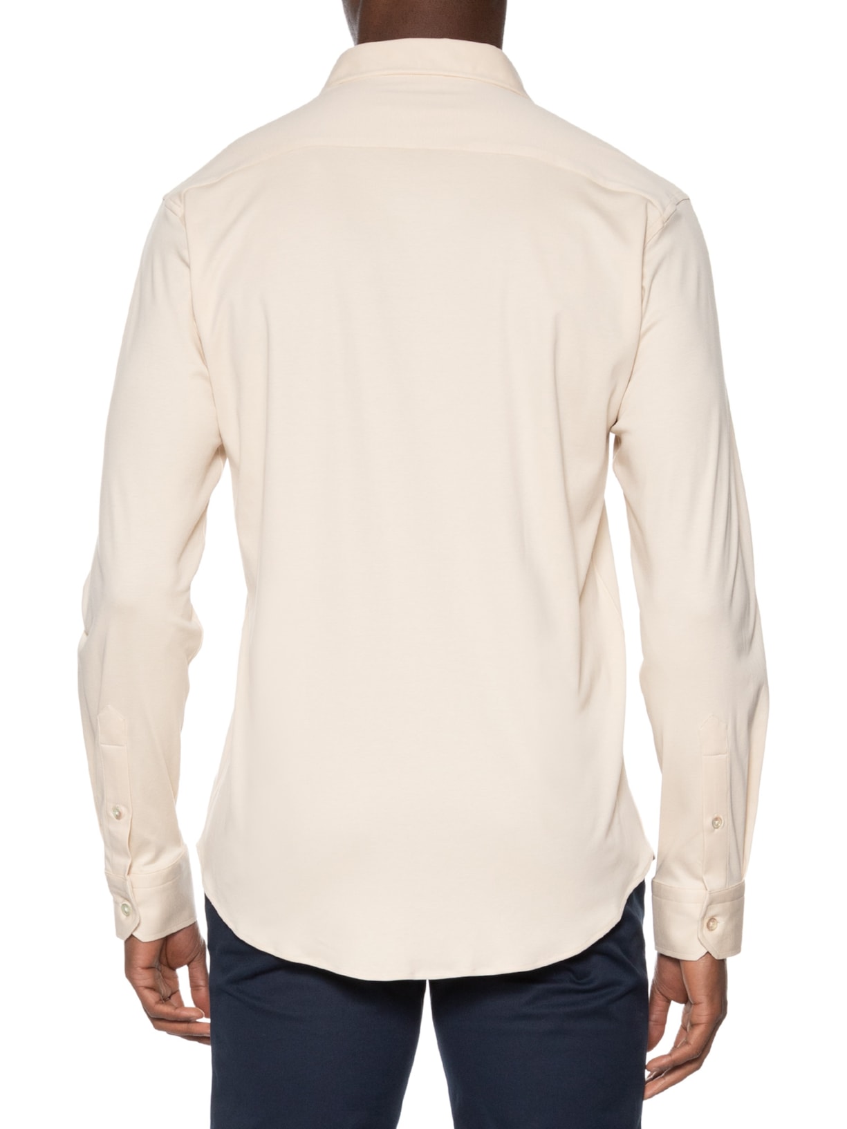 Camisa Masculina Interlock Pima Manga Longa Bege Paramount Alfaiataria