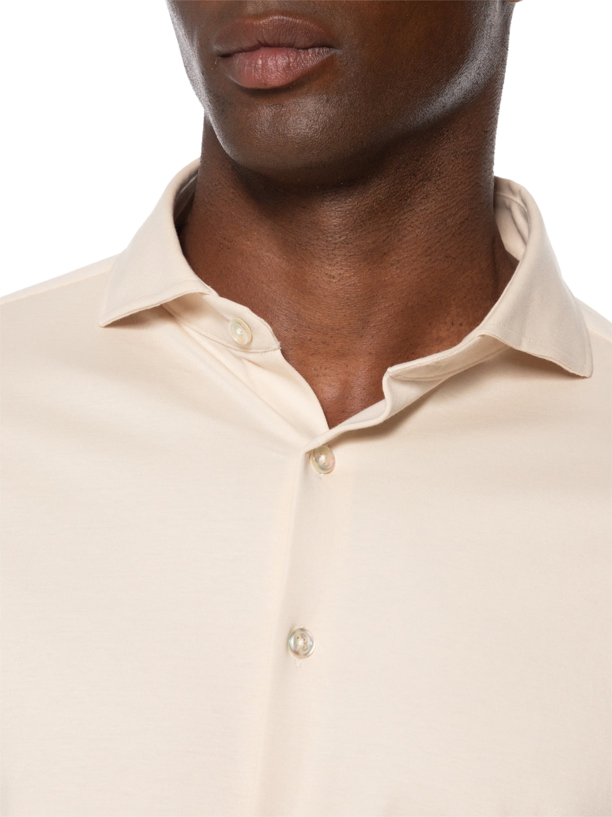 Camisa Masculina Interlock Pima Manga Longa Bege Paramount Alfaiataria