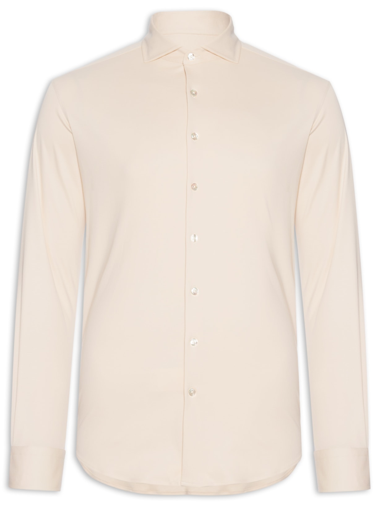 Camisa Masculina Interlock Pima Manga Longa Bege Paramount Alfaiataria