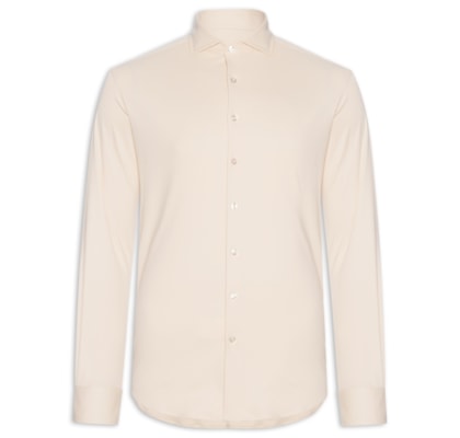 Camisa Masculina Interlock Pima Manga Longa - Bege