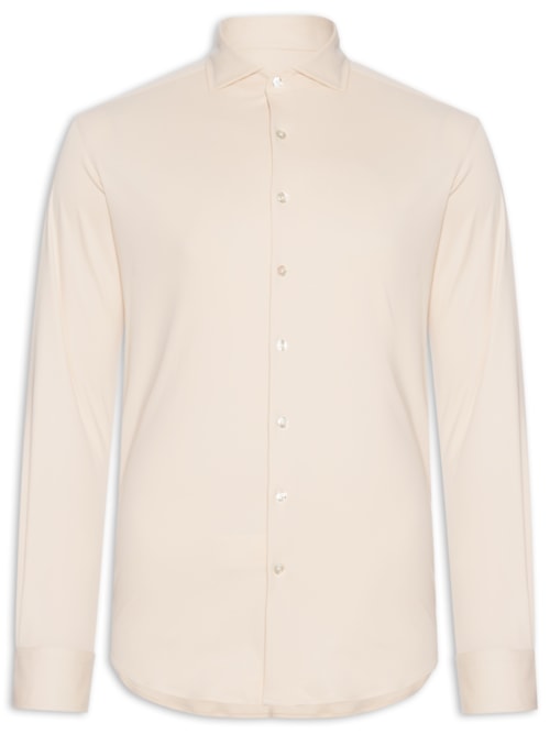 Camisa Masculina Interlock Pima Manga Longa - Bege