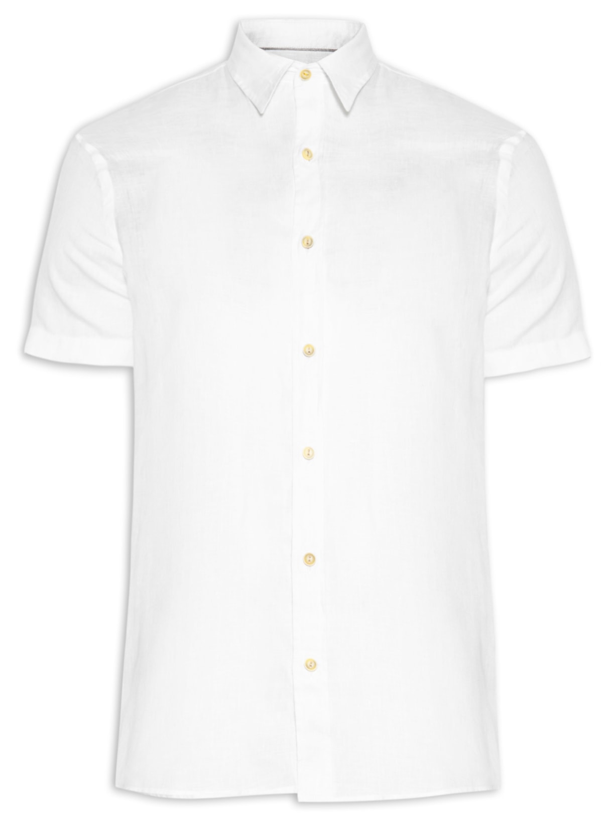 Camisa Masculina Jacarta 100% Linho Manga Curta - Branco