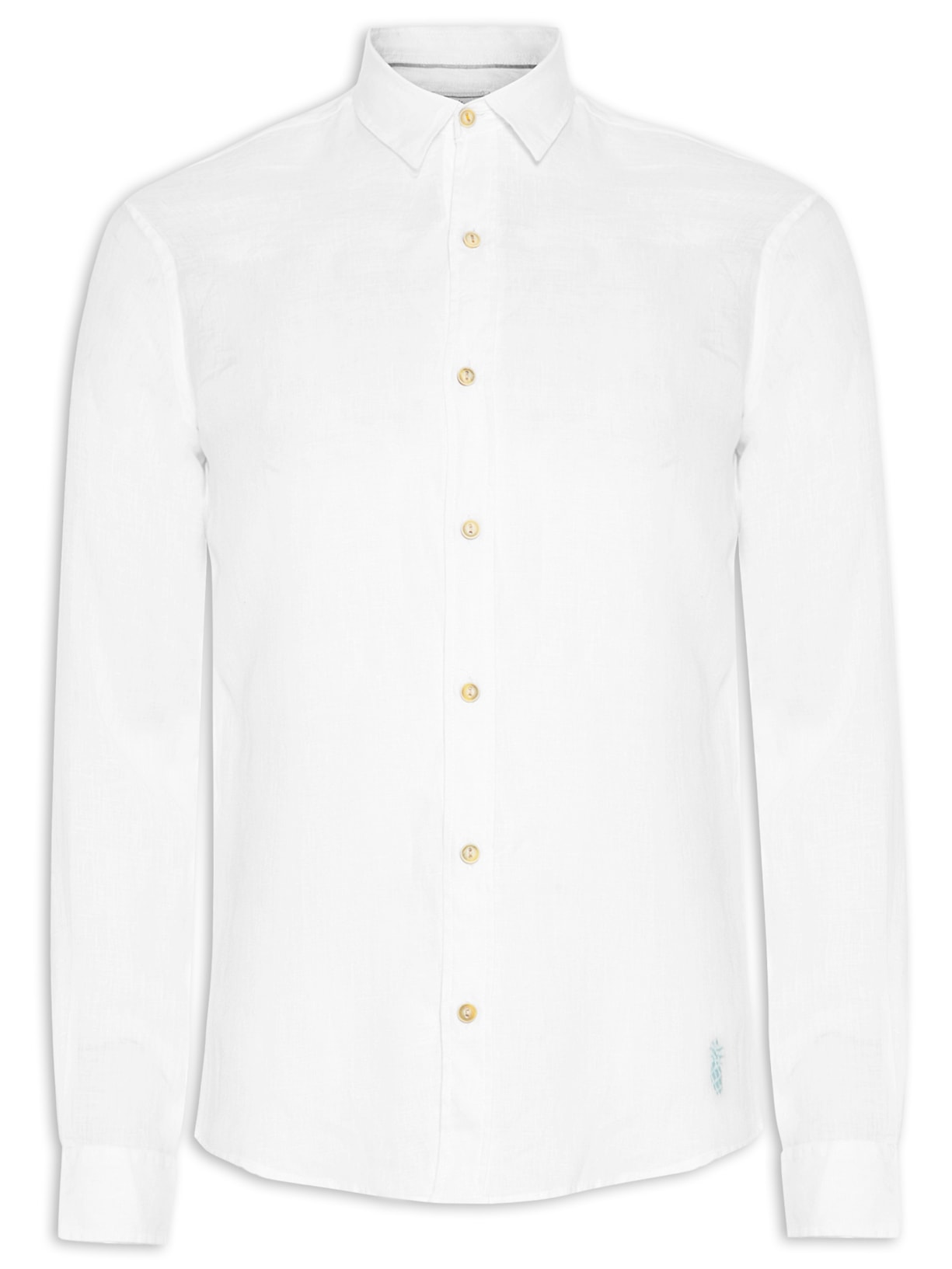 Camisa Masculina Jacarta 100% Linho Manga Longa - Branco