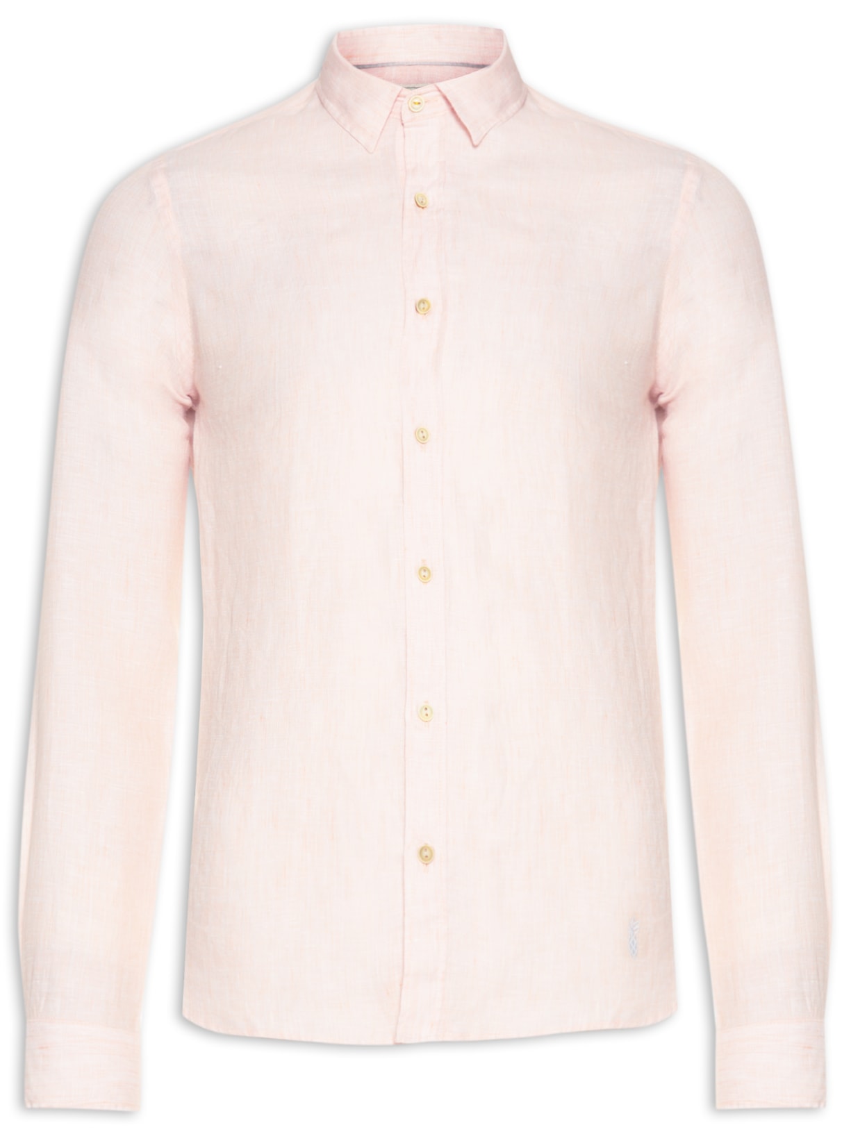 Camisa Masculina Jacarta Linho Manga Longa Laranja Pineapple